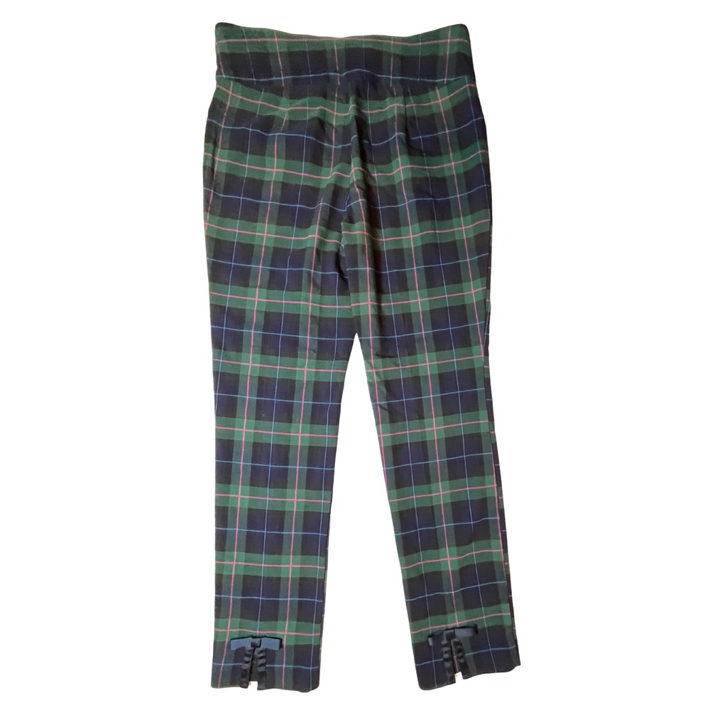 Crown Ivy Millennium Pants 8 Navy Green Plaid Equestrian Old Money Academia Prep